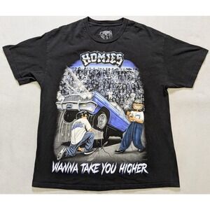 Homies Shirt Mens XL Black DGA Chicano Lowrider Hip Hop David Gonzalez Graphic